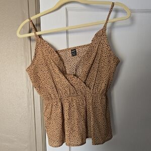 Shein Tan Animal Print Tank With Ruffle Detail